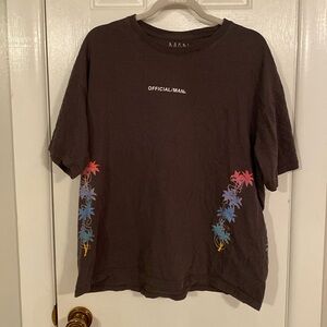 Dark Gray Official Man T-Shirt with Palm Tree Graphics